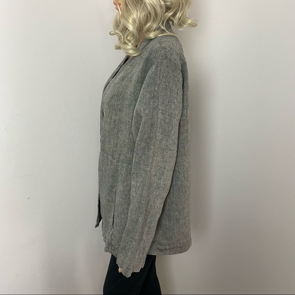 Andrea Jovine 100% Linen Blazer Jacket Gray/Brown Size Large - Picture 6 of 11